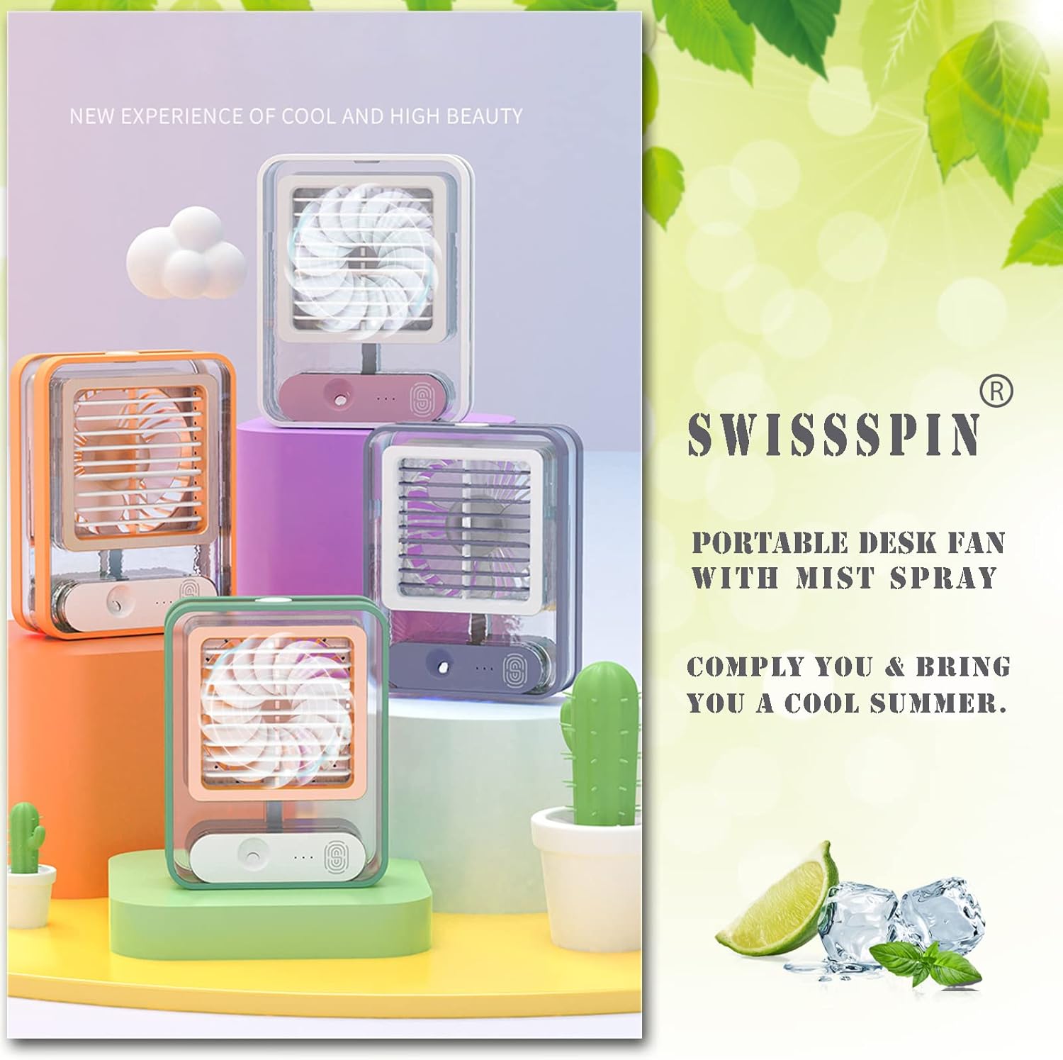 Mini Air Cooler Fan with Night Light