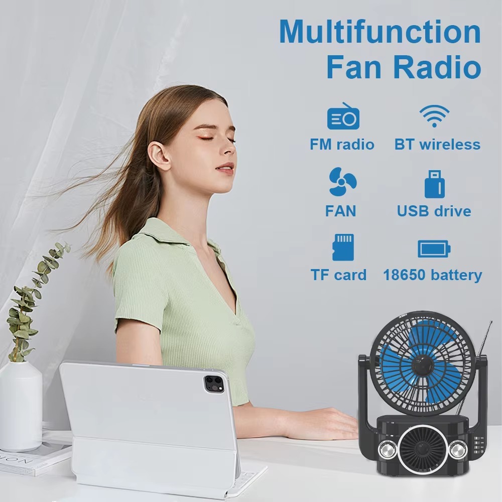 Solar Fan with Speaker & Radio