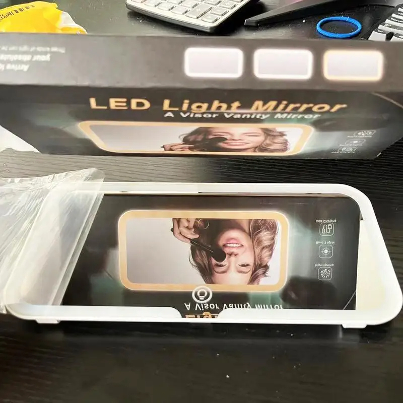 مرآة مكياج للسيارة بإضاءة LED