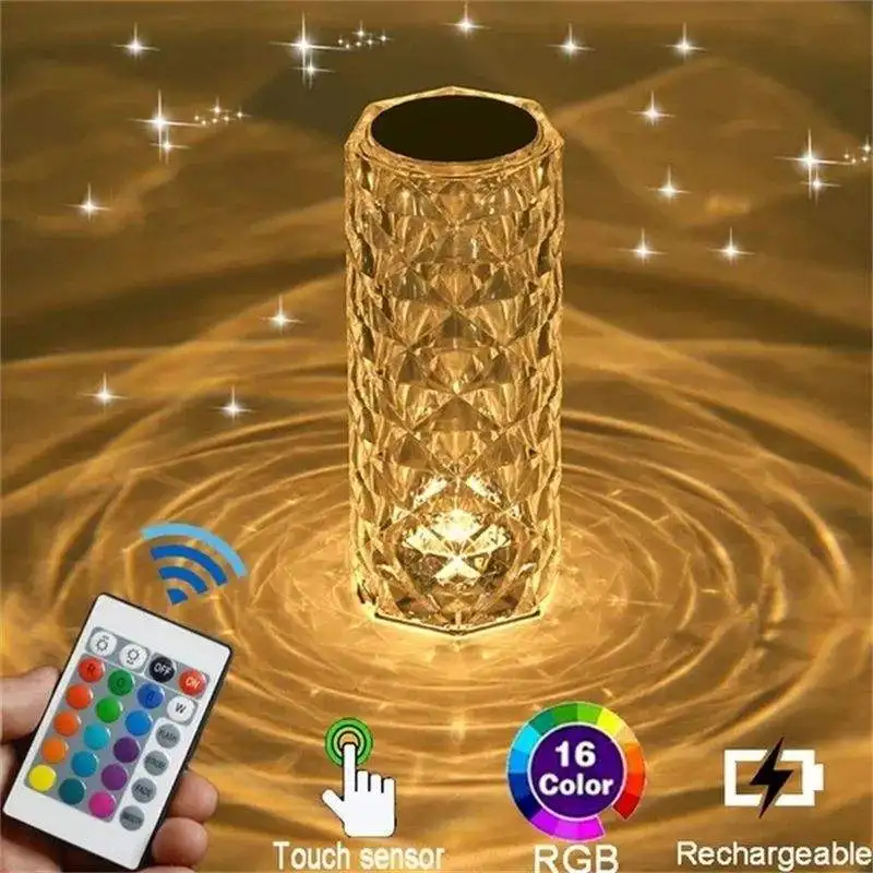 Lampe rose diamant 16 couleurs