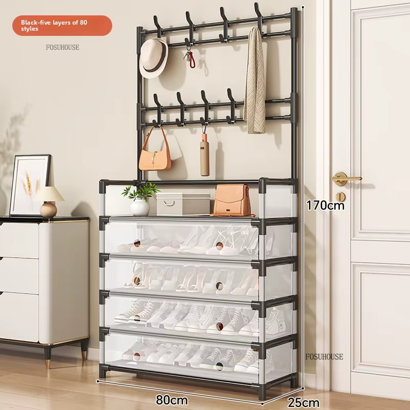 Metal Shoe Rack with Coat Stand