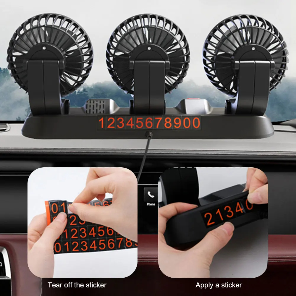 3-Head Car Cooling Fan