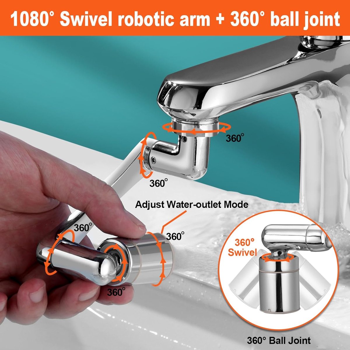 Rallonge de robinet orientable 1440°