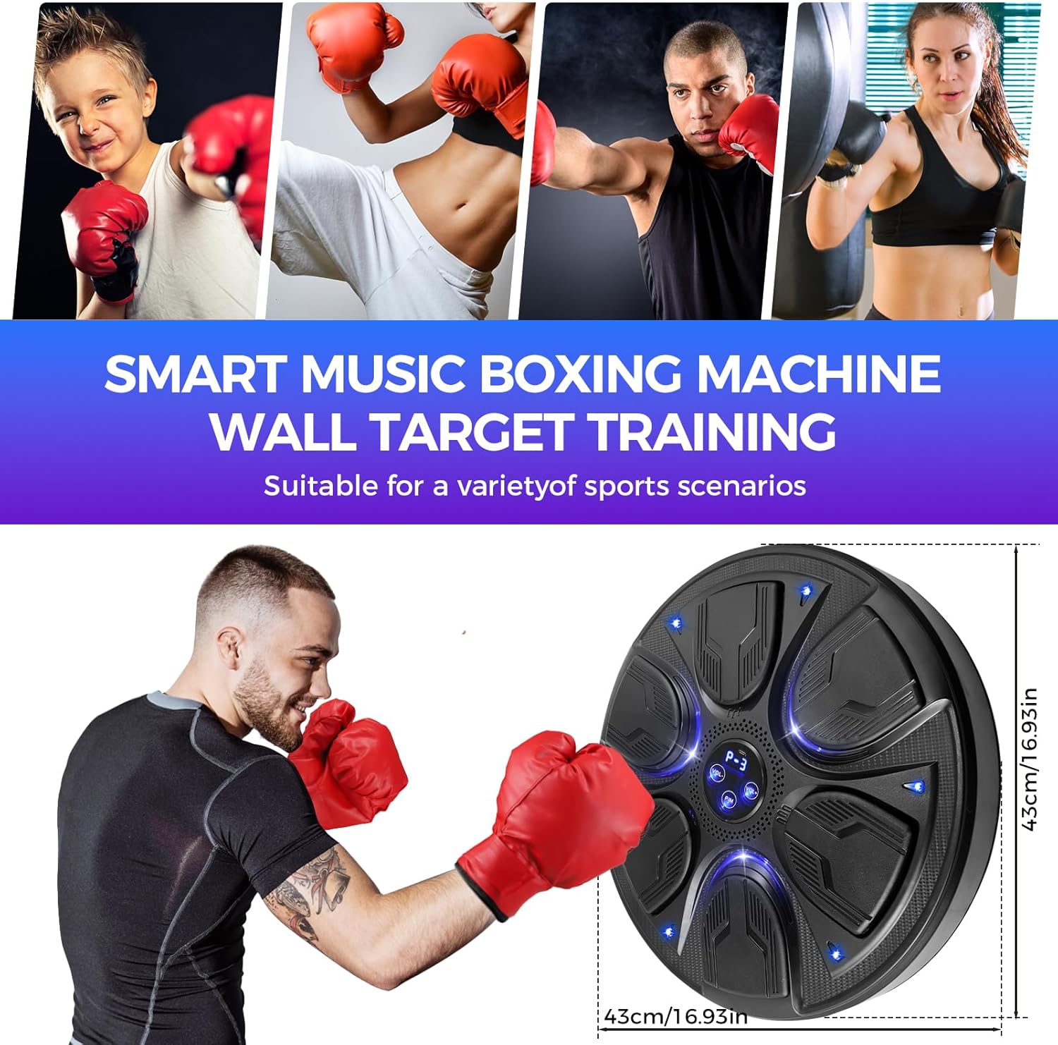 Machine de boxe musicale intelligente adulte