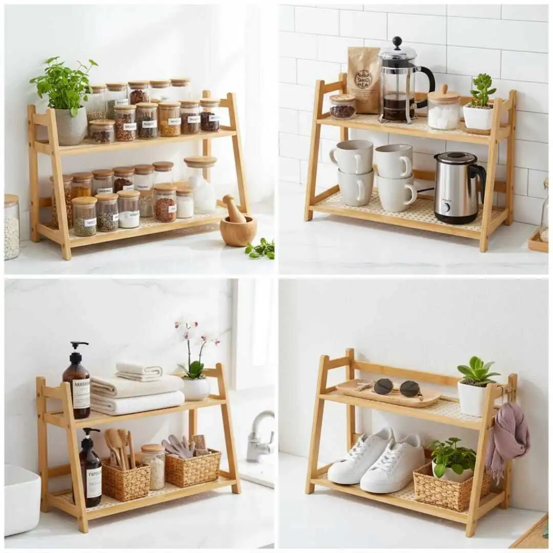 2-Tier Bamboo Counter Shelf