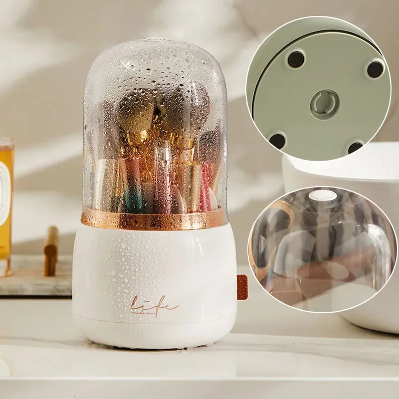 360° Rotating Brush Holder with Lid
