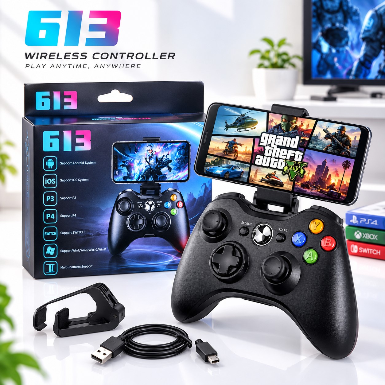 Bluetooth Mobile Game Controller with Holder