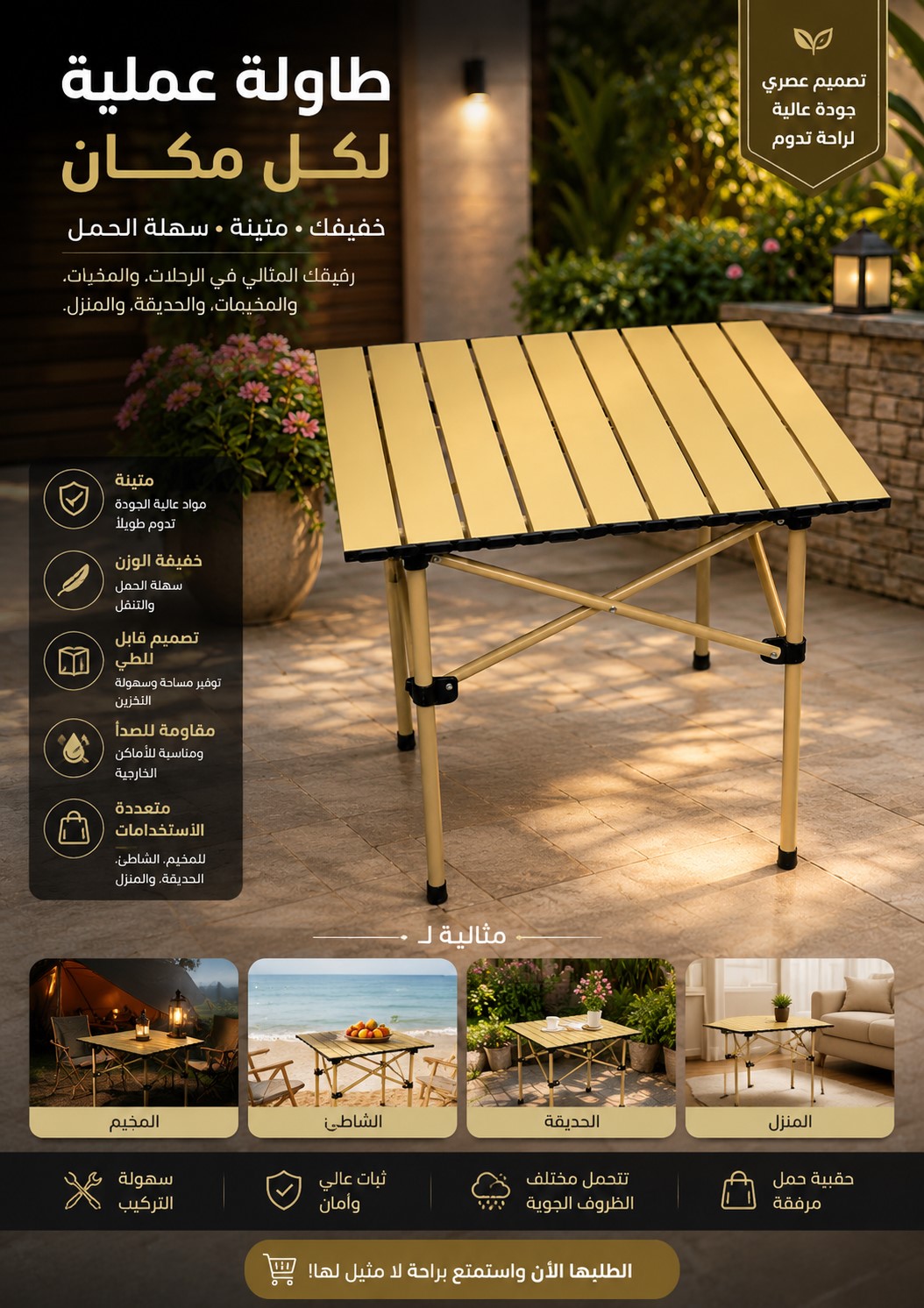 60 cm Folding Aluminium Camping Table