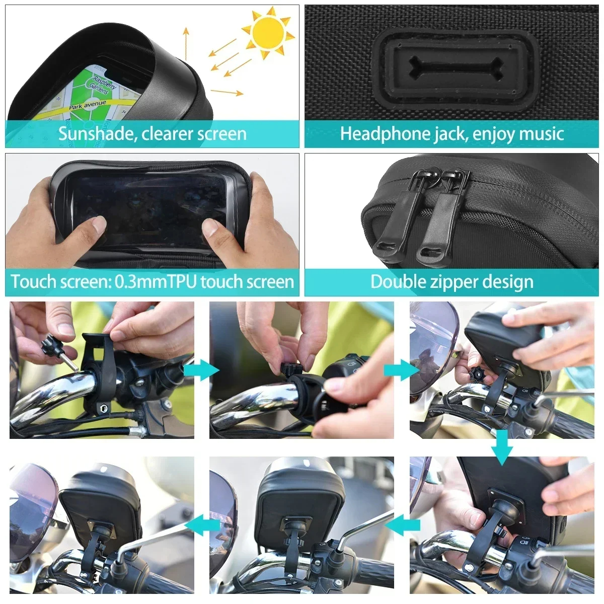 Motorcycle Handlebar Phone Bag