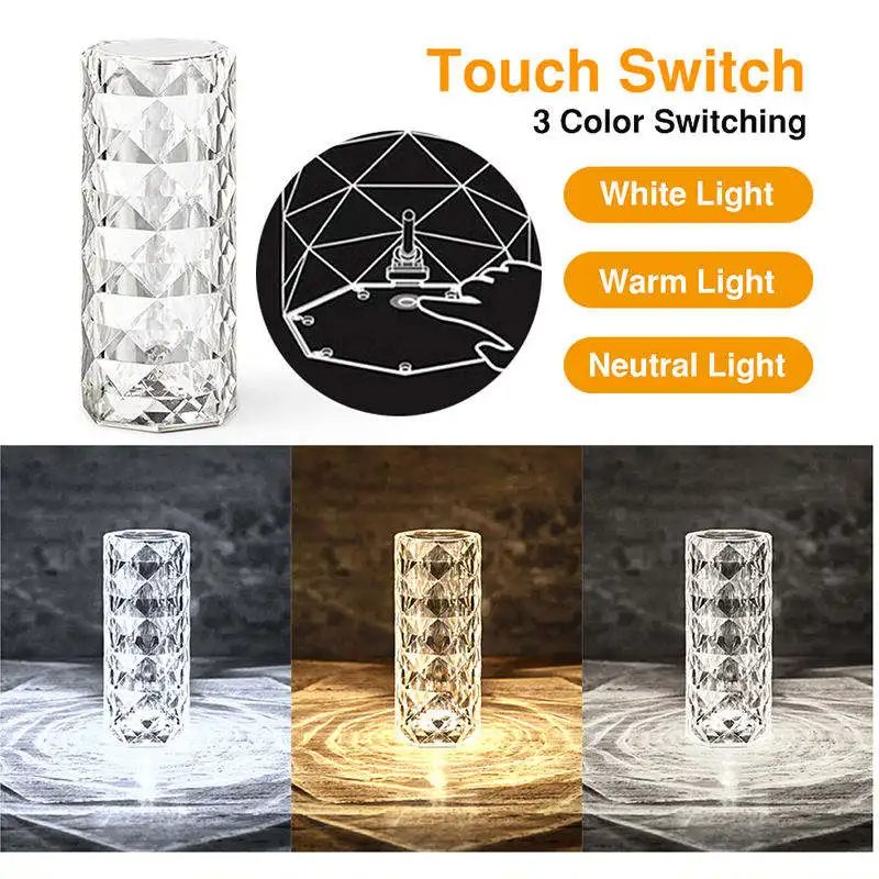 Lampe rose diamant 16 couleurs