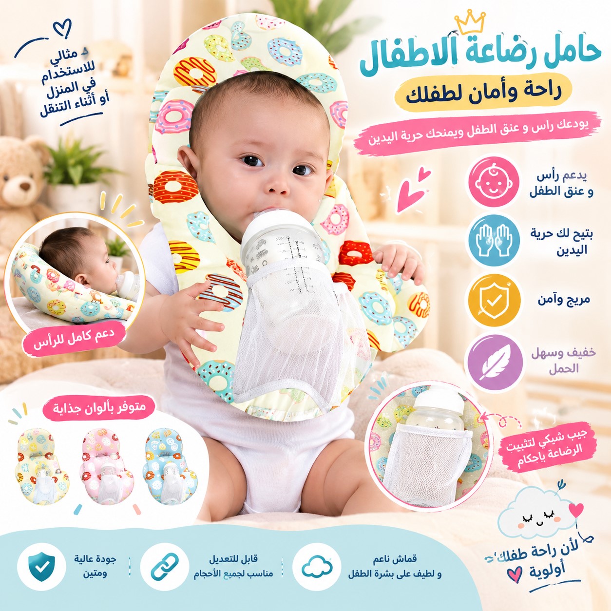 وسادة حامل زجاجة الرضاعة