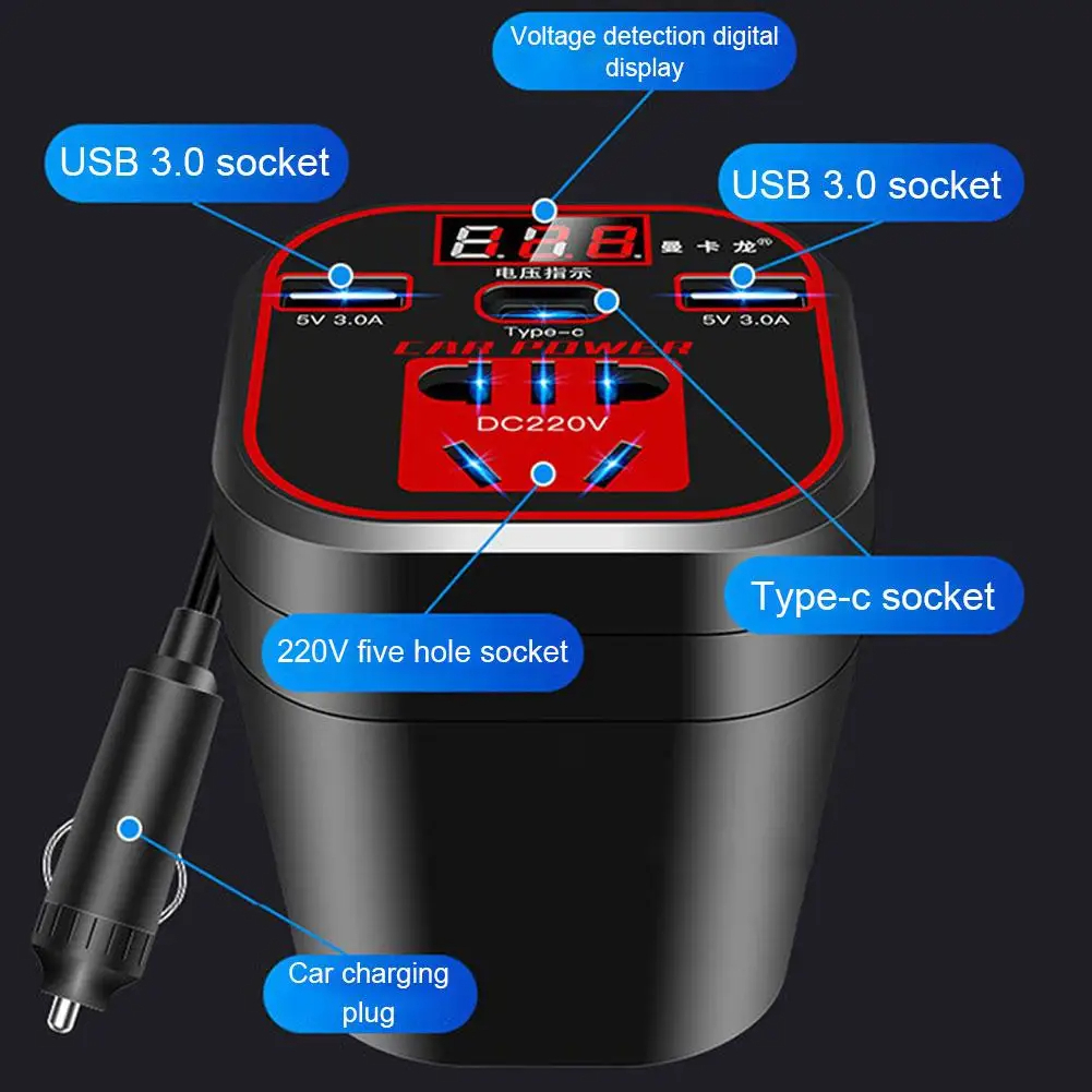 محول طاقة للسيارة 200 واط مع USB