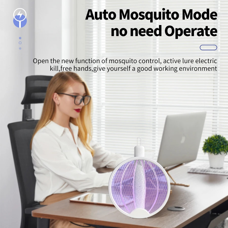 Foldable Electric Mosquito Racket with UV