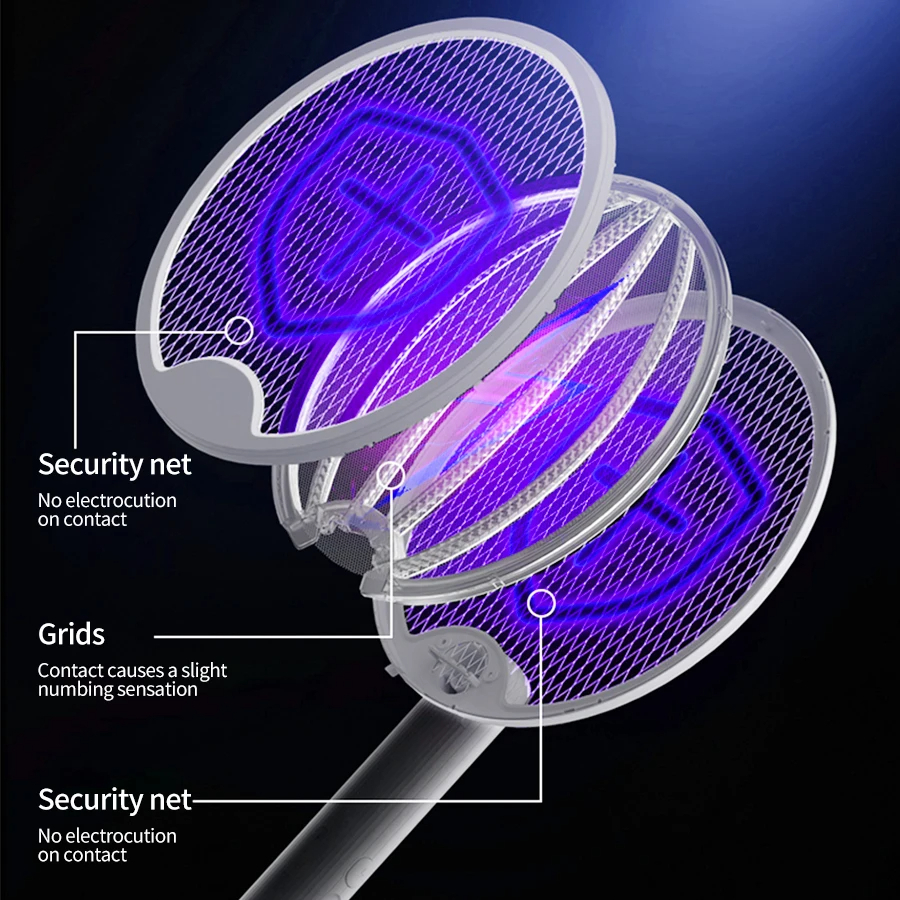 Foldable Electric Mosquito Racket with UV