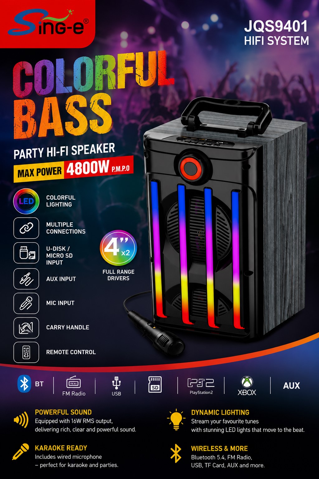 Enceinte de fête Bluetooth Sing-e