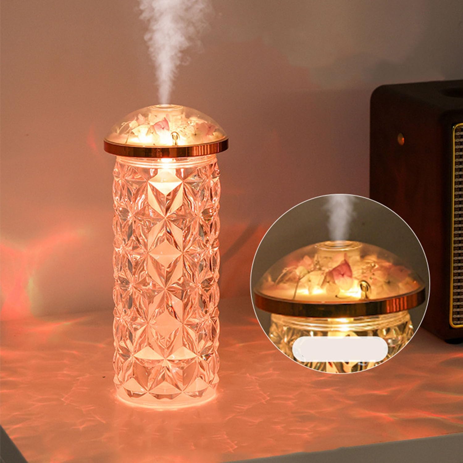 Mini humidificateur lampe cristal