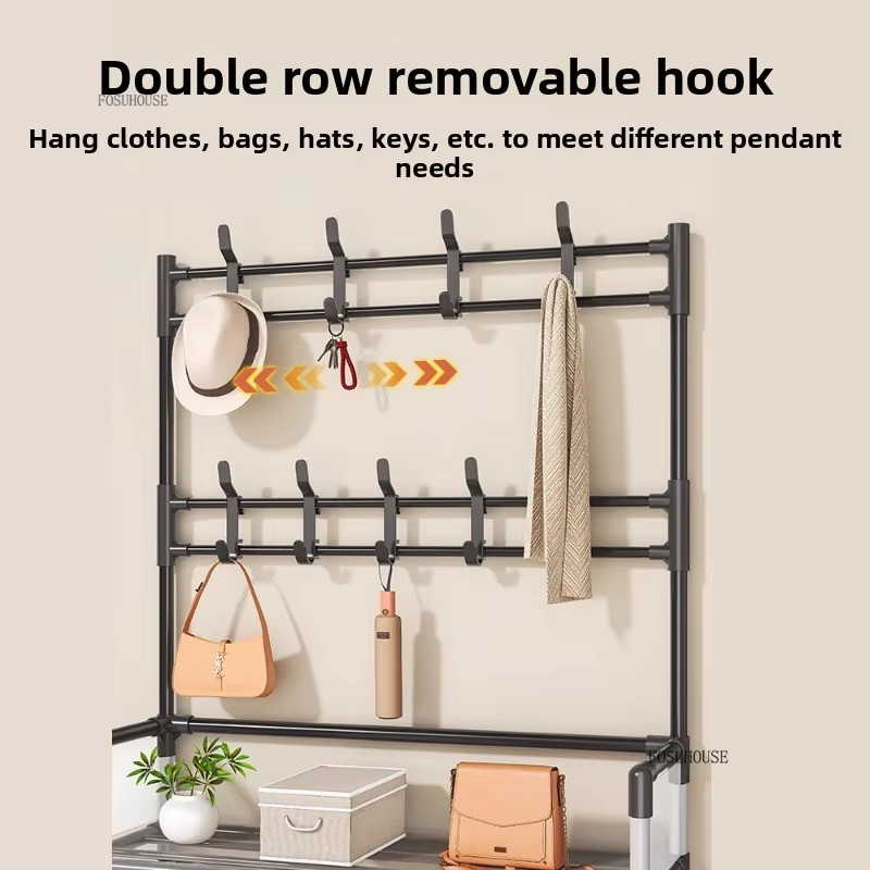 Metal Shoe Rack with Coat Stand