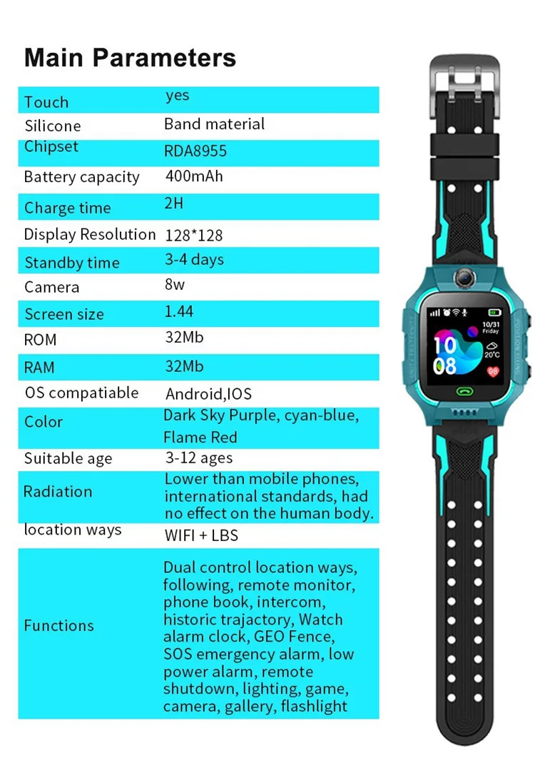 Montre connectée étanche pour enfant