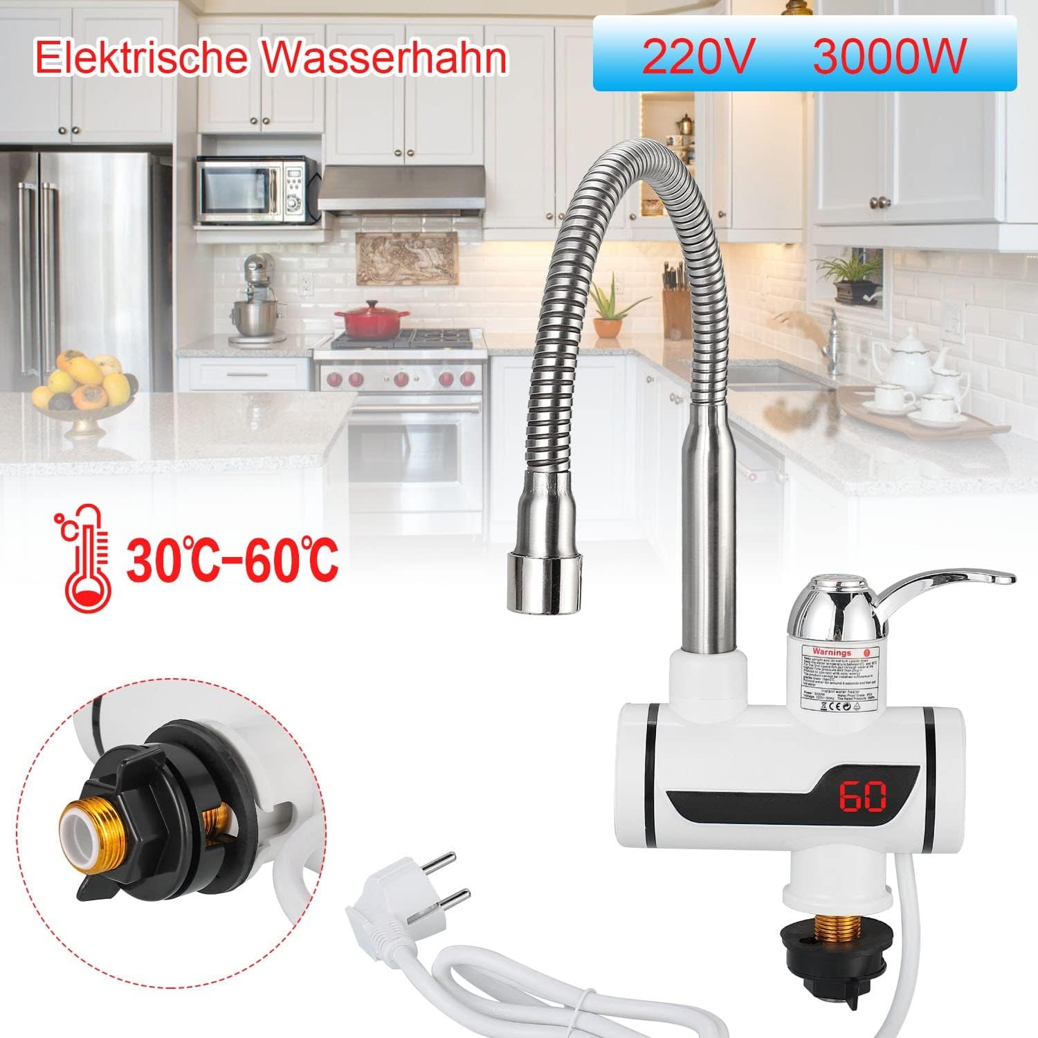 Robinet électrique 3000 W avec écran