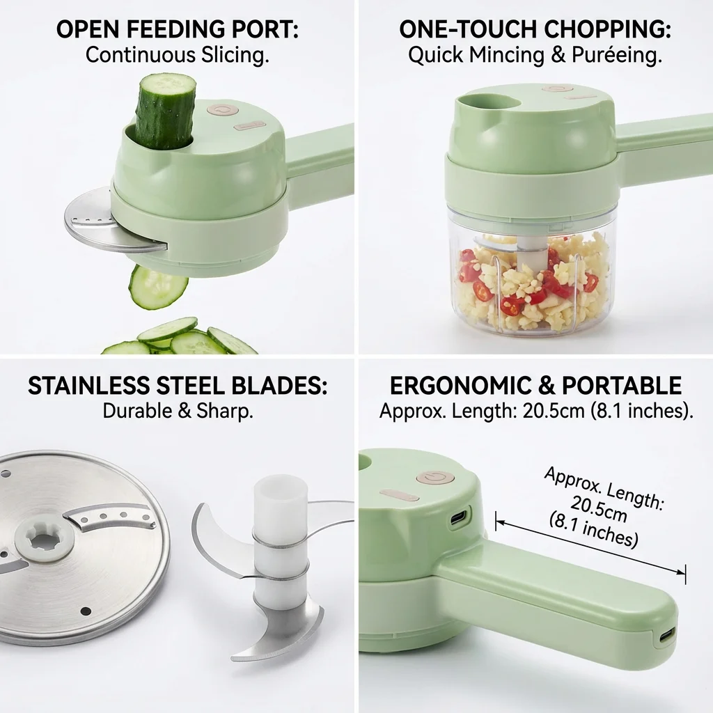 4-in-1 Portable Electric Veggie Chopper