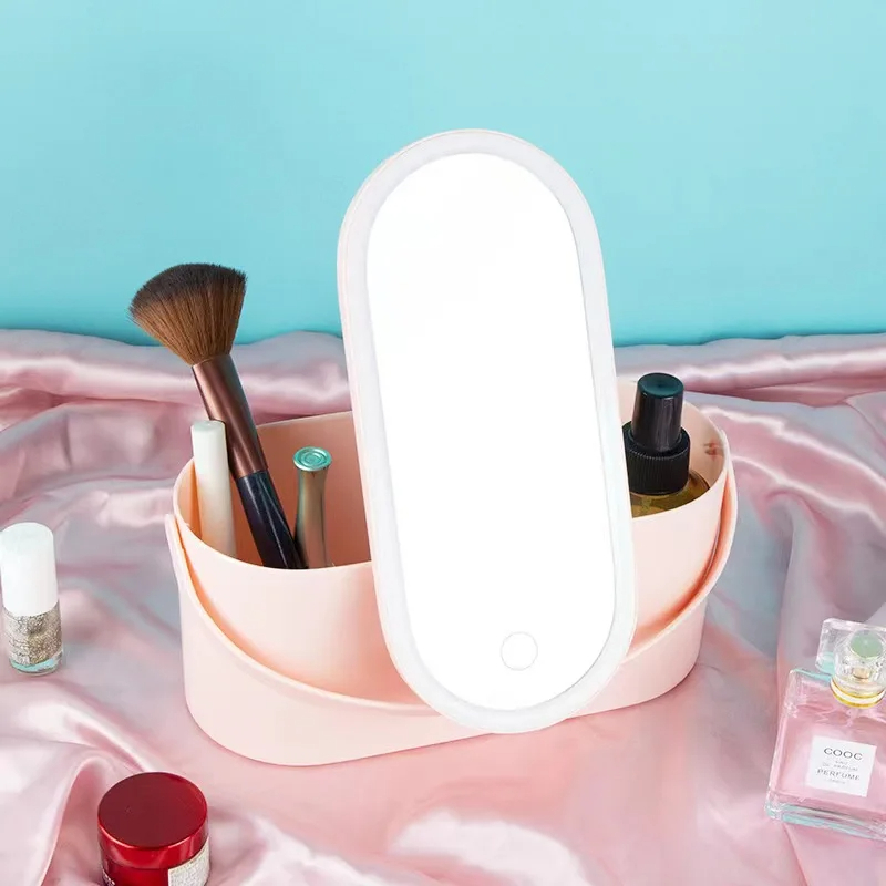 LED Mirror Cosmetic Storage Case