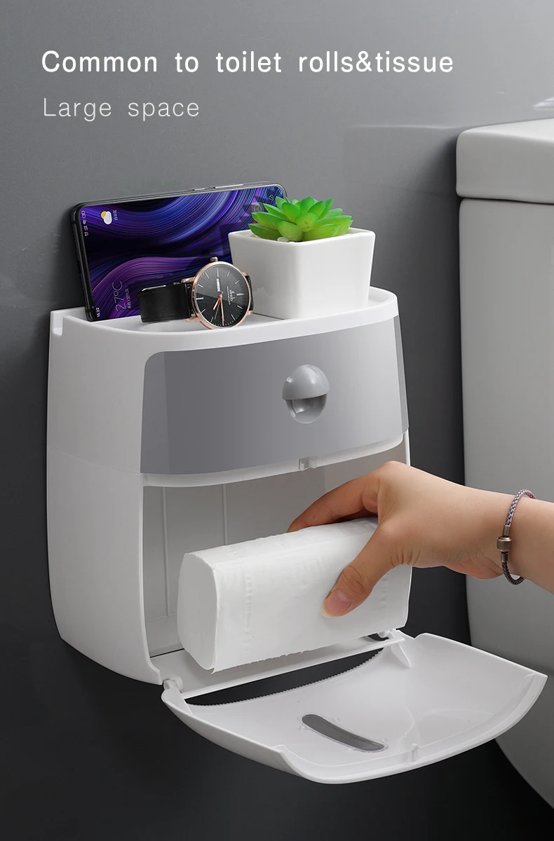 2-Tier Waterproof Toilet Roll Holder