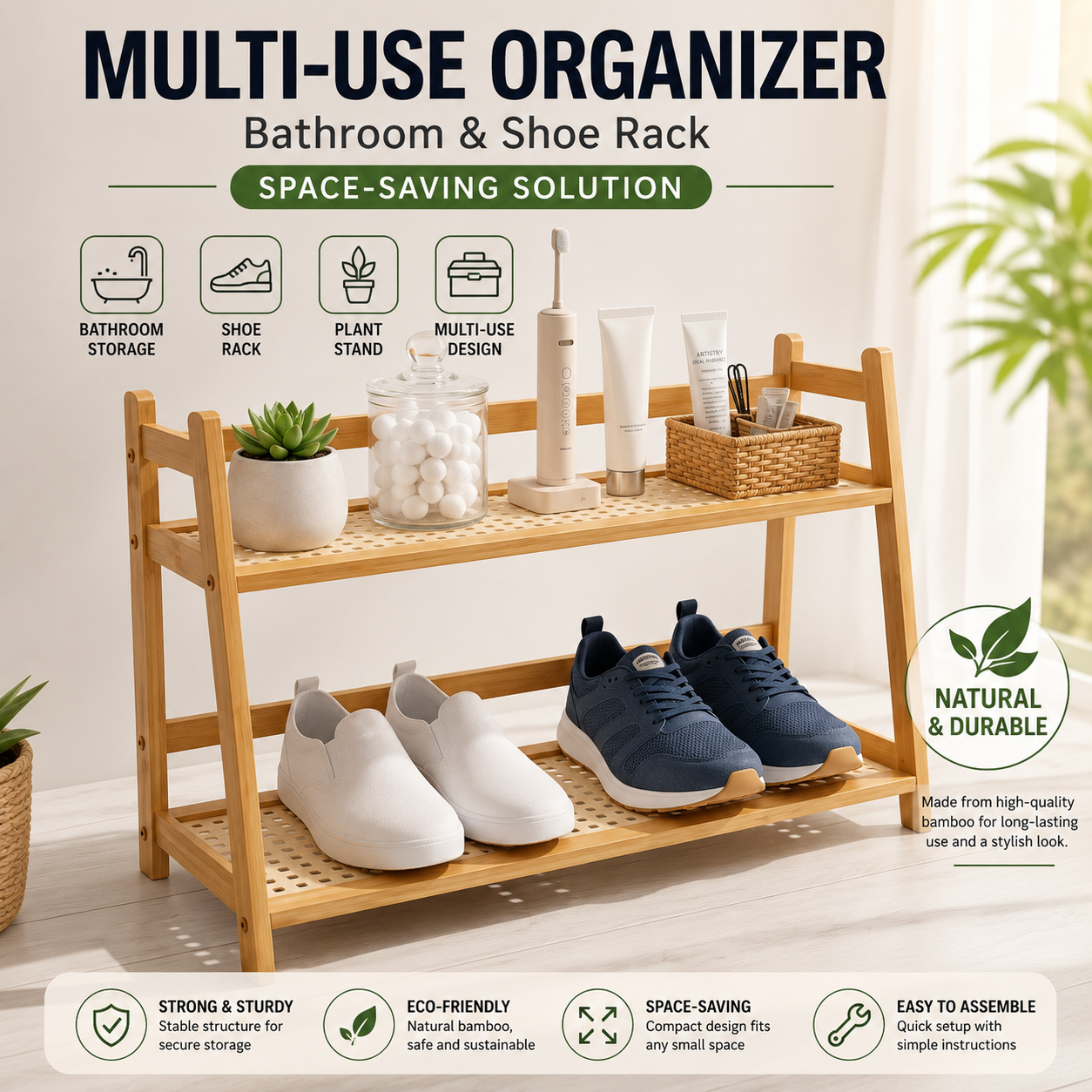 2-Tier Bamboo Counter Shelf