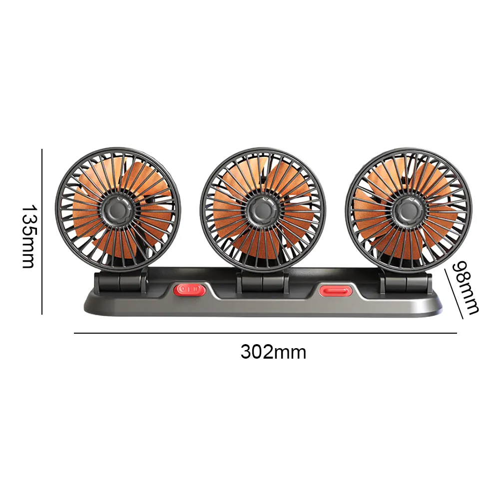 3-Head Car Cooling Fan