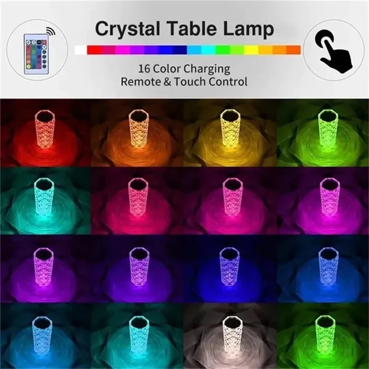 Crystal Rose Touch Lamp