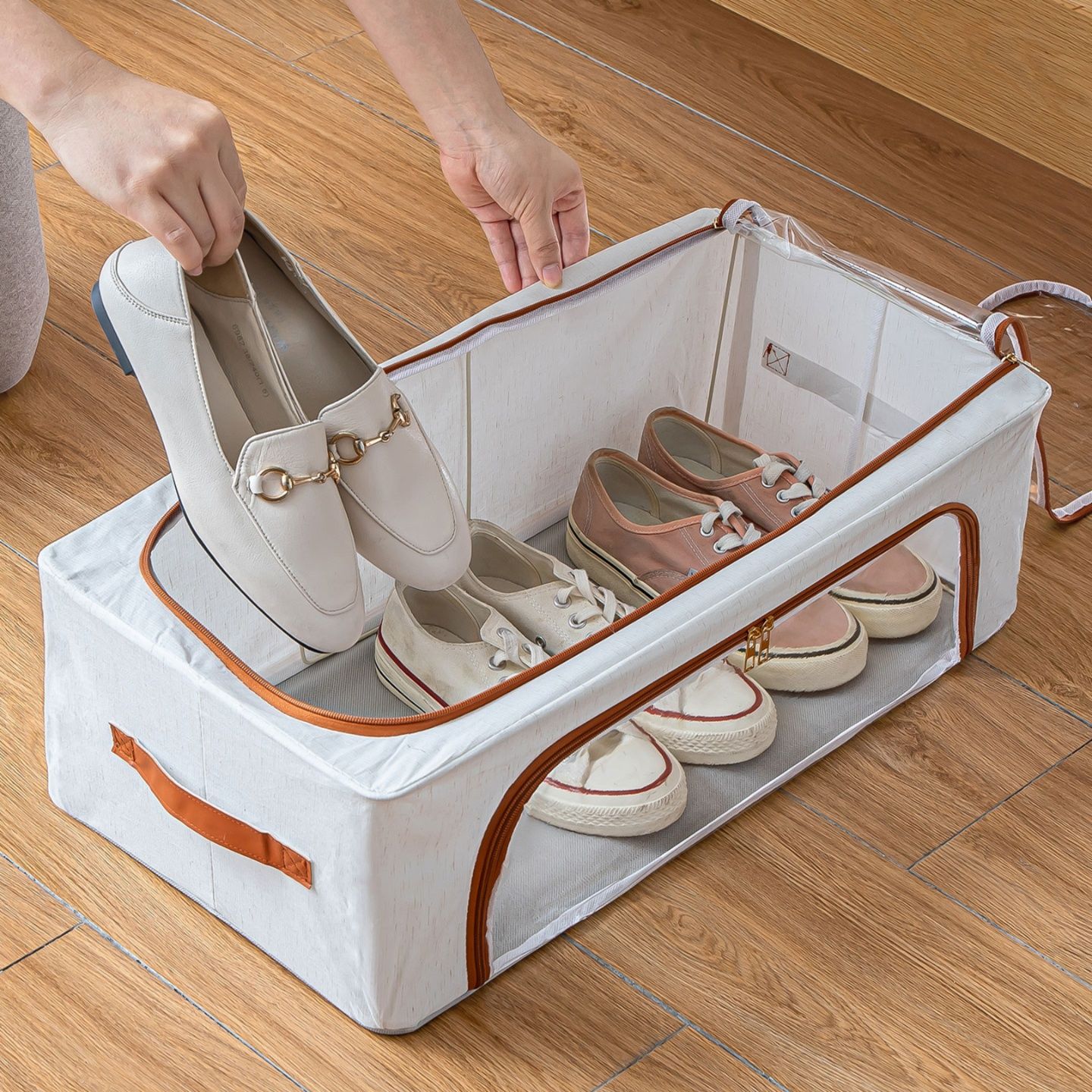 Boîte à chaussures transparente pliable