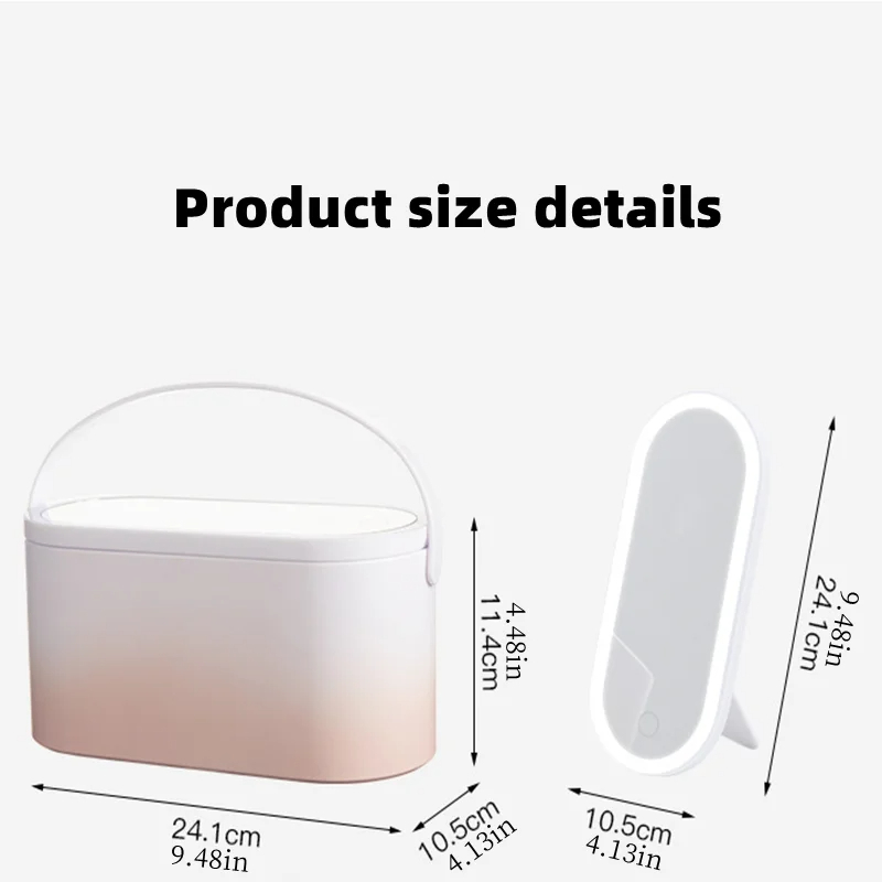 LED Mirror Cosmetic Storage Case