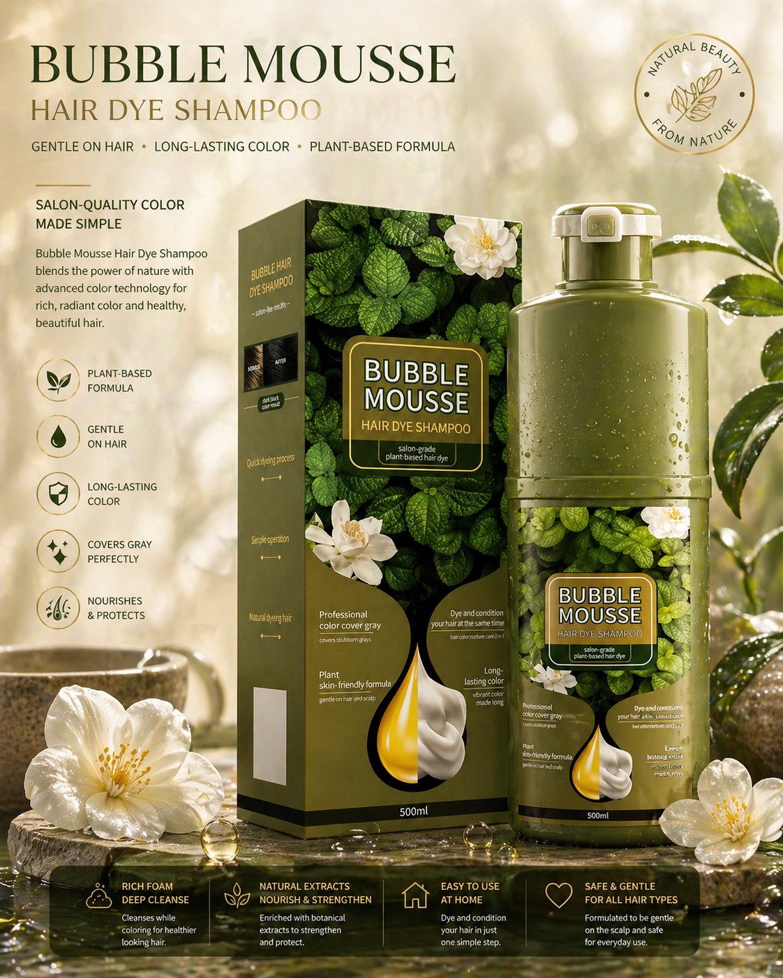 Shampooing colorant mousse