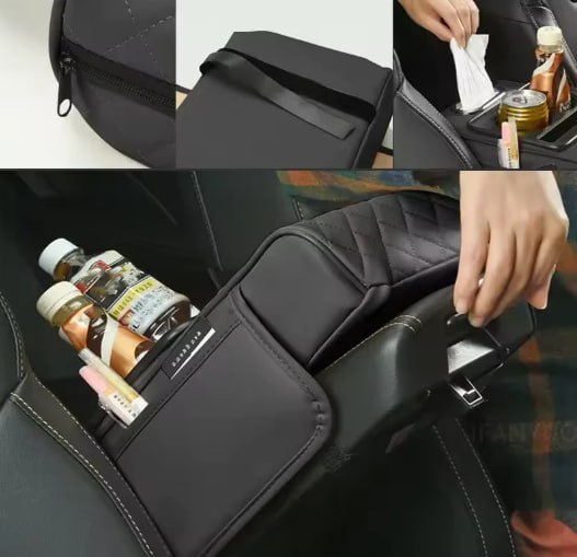 Car Armrest Cushion with Cup Holder