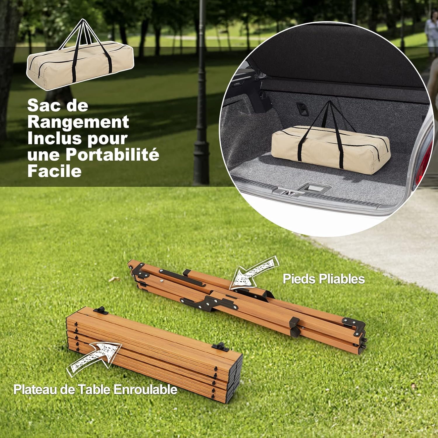 Table de camping pliante en aluminium GOPLUS