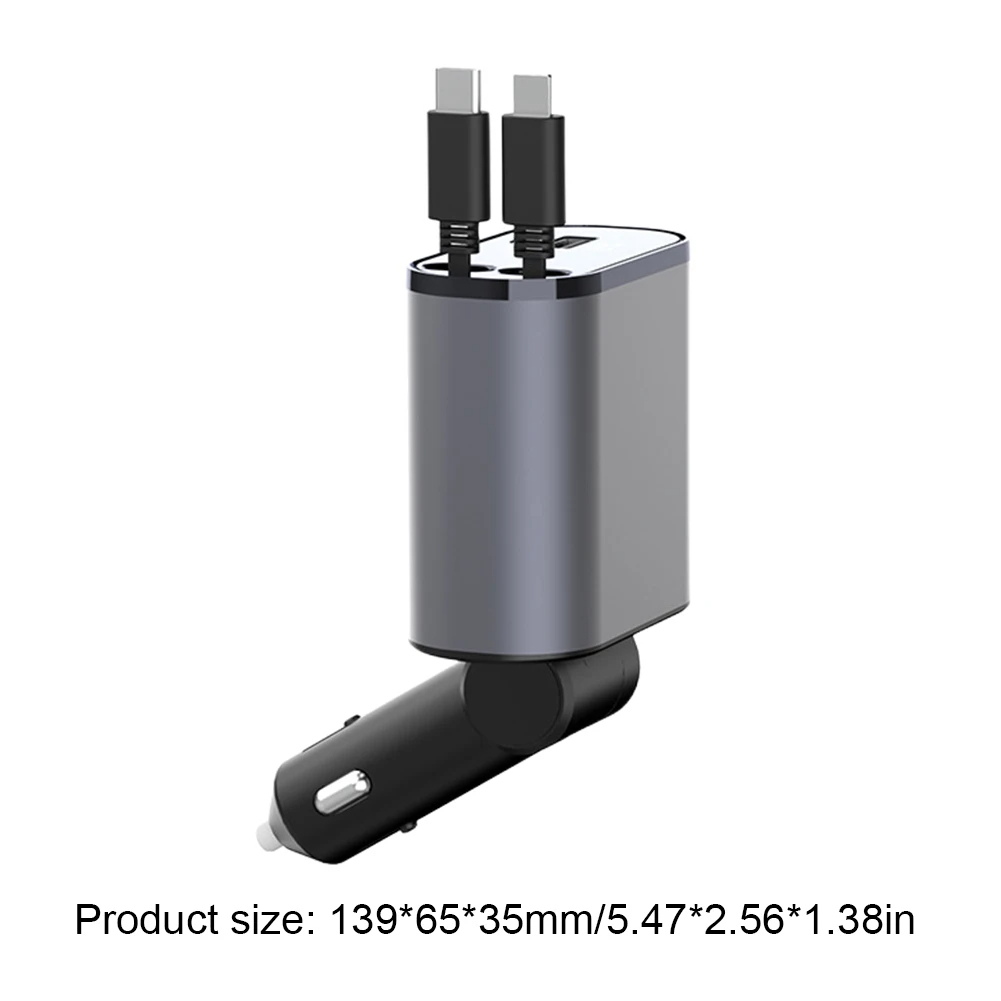 120W Fast Car Charger with Built-In Cables