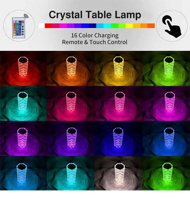 Lampe rose diamant 16 couleurs