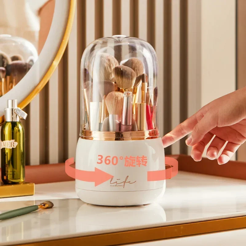 360° Rotating Brush Holder with Lid