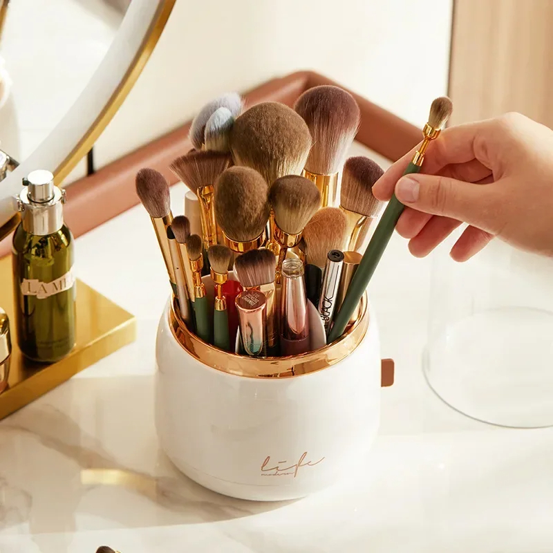 360° Rotating Brush Holder with Lid