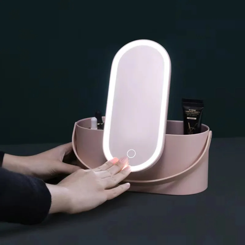 LED Mirror Cosmetic Storage Case