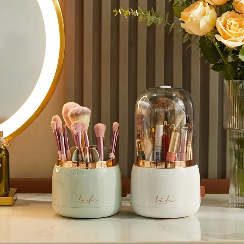 360° Rotating Brush Holder with Lid