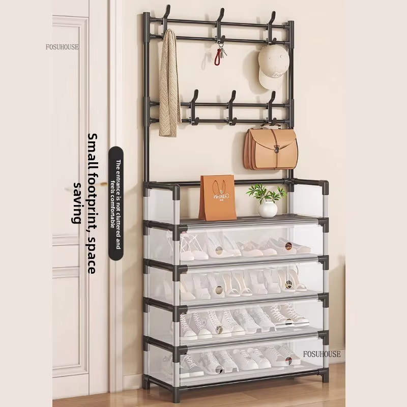 Metal Shoe Rack with Coat Stand