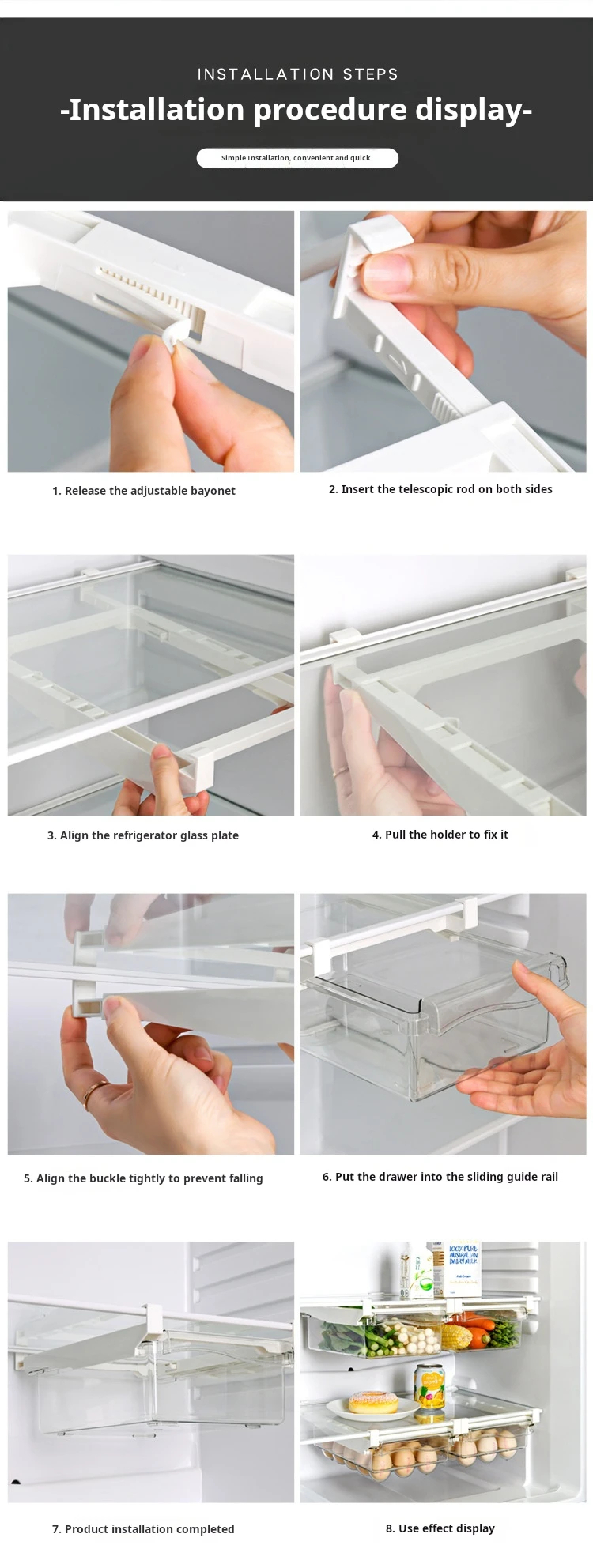 Under-Shelf Fridge Storage Drawer